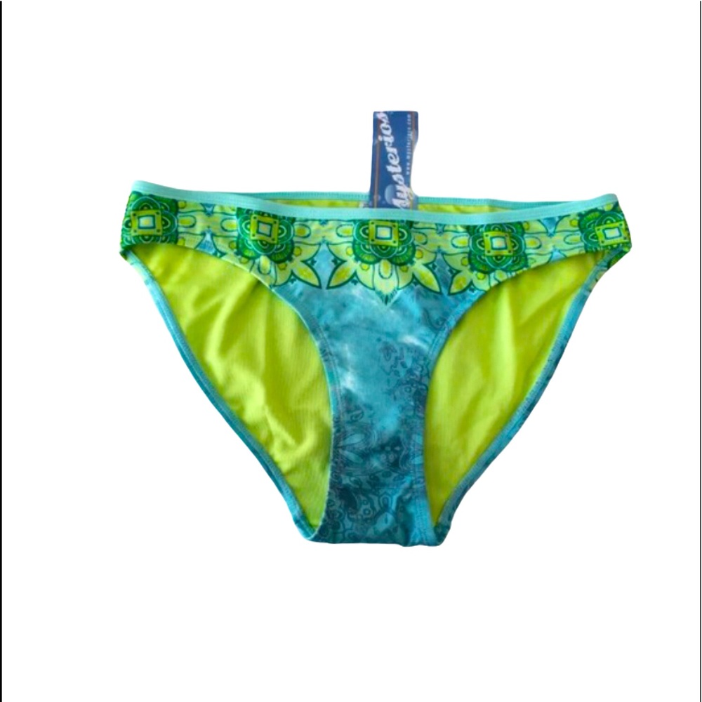 Mysterioso bikini bottom, blue lime green floral